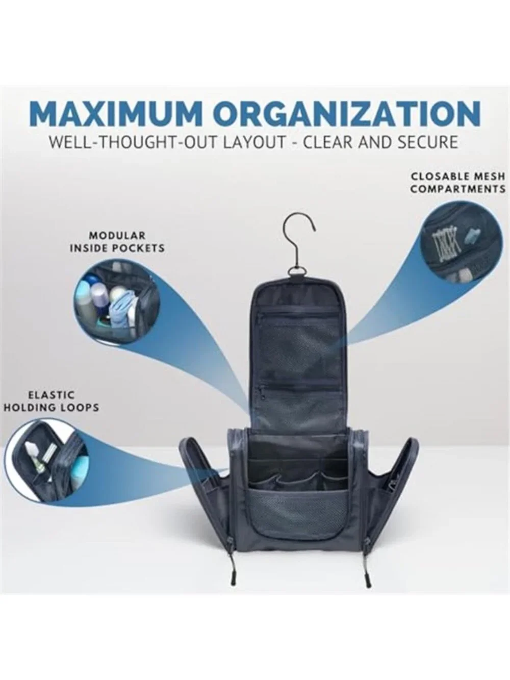 Hanging Toiletry Bag Travel Organizer Waterproof Dopp Kit Cosmetic Case Large